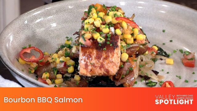 Bourbon BBQ Salmon with Sweet Potato Hash